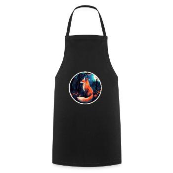 Pack animals: foxes, foxes, forest dwellers, forest animals - Cooking Apron - black - Front - AI Model Male 185 dark (185cm)