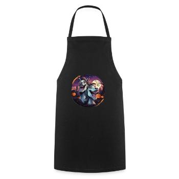 Drôles de chevaux d’Halloween fous - Tablier de cuisine - noir - Devant - AI Model Male 185 dark (185cm)