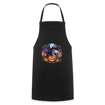 Drôles de chevaux d’Halloween fous - Tablier de cuisine - noir - Devant - AI Model Male 185 dark (185cm)