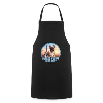 France Paris Chiens mignons Amoureux des chiens - Tablier de cuisine - noir - Devant - AI Model Male 185 dark (185cm)