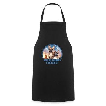 France Paris Chiens mignons Amoureux des chiens - Tablier de cuisine - noir - Devant - AI Model Male 185 dark (185cm)
