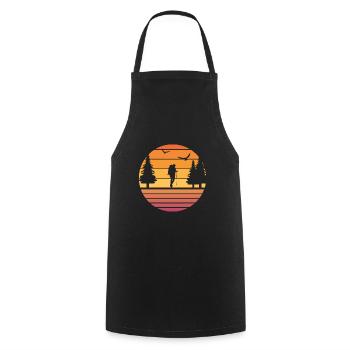 Retro, Sun, Mountains, Hiking, Climbing, Nature - Cooking Apron - black - Front - AI Model Male 185 dark (185cm)