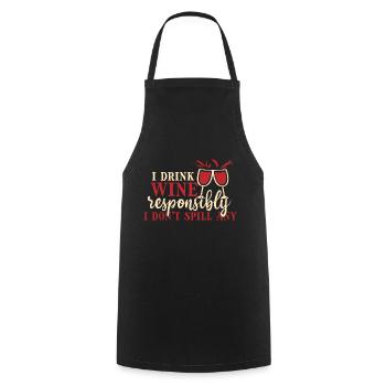 Je bois du vin de manière responsable, je - Tablier de cuisine - noir - Devant - AI Model Male 185 dark (185cm)