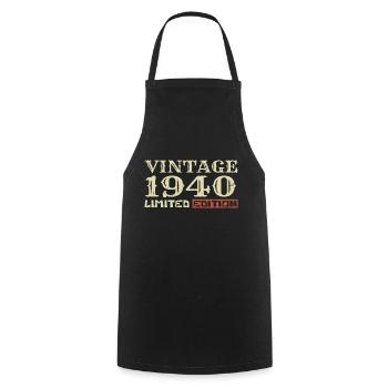 1940 Vintage :84e Anniversaire Cadeau Rétro Unique - Tablier de cuisine - noir - Devant - AI Model Male 185 dark (185cm)