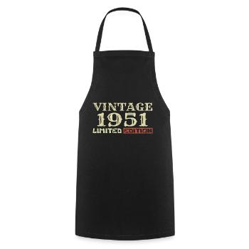 1951 Vintage :73e Anniversaire Cadeau Rétro Unique - Tablier de cuisine - noir - Devant - AI Model Male 185 dark (185cm)