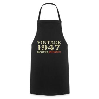 1947 Vintage :77e Anniversaire Cadeau Rétro Unique - Tablier de cuisine - noir - Devant - AI Model Male 185 dark (185cm)