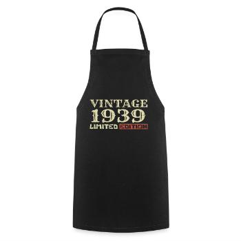 1939 Vintage :85e Anniversaire Cadeau Rétro Unique - Tablier de cuisine - noir - Devant - AI Model Male 185 dark (185cm)