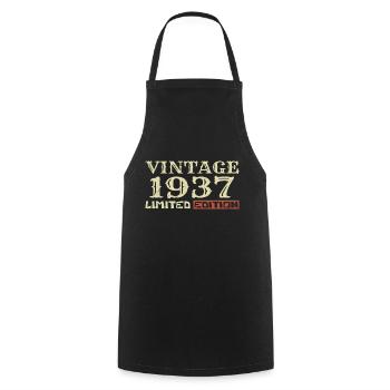 1937 Vintage :87e Anniversaire Cadeau Rétro Unique - Tablier de cuisine - noir - Devant - AI Model Male 185 dark (185cm)