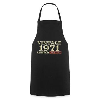 1971 Vintage :53e Anniversaire Cadeau Rétro Unique - Tablier de cuisine - noir - Devant - AI Model Male 185 dark (185cm)