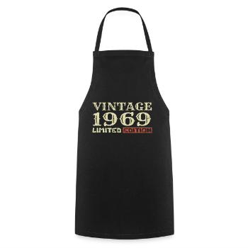 1969 Vintage :55e Anniversaire Cadeau Rétro Unique - Tablier de cuisine - noir - Devant - AI Model Male 185 dark (185cm)