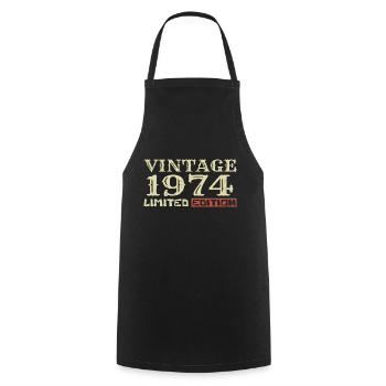 1974 Vintage :50e Anniversaire Cadeau Rétro Unique - Tablier de cuisine - noir - Devant - AI Model Male 185 dark (185cm)