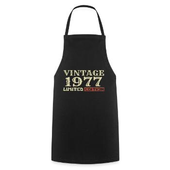 1977 Vintage :47e Anniversaire Cadeau Rétro Unique - Tablier de cuisine - noir - Devant - AI Model Male 185 dark (185cm)