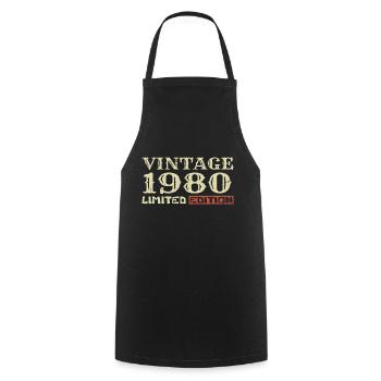 1980 Vintage :44e Anniversaire Cadeau Rétro Unique - Tablier de cuisine - noir - Devant - AI Model Male 185 dark (185cm)