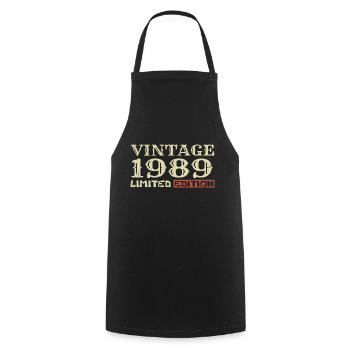 1989 Vintage :35e Anniversaire Cadeau Rétro Unique - Tablier de cuisine - noir - Devant - AI Model Male 185 dark (185cm)