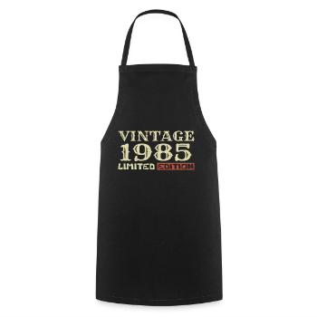 1985 Vintage: 39th Anniversary Unique Retro Gift - Cooking Apron - black - Front - AI Model Male 185 dark (185cm)