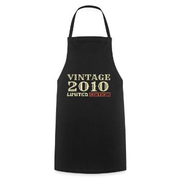 2010 Vintage :14e Anniversaire Cadeau Rétro Unique - Tablier de cuisine - noir - Devant - AI Model Male 185 dark (185cm)