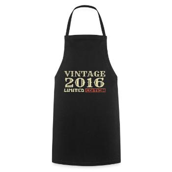 2016 Vintage :8e Anniversaire Cadeau Rétro Unique - Tablier de cuisine - noir - Devant - AI Model Male 185 dark (185cm)