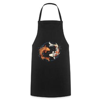 Mignon Axolotl Yin Yang Koi Fish - Tablier de cuisine - noir - Devant - AI Model Male 185 dark (185cm)