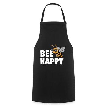 Lustige Biene mit Spruch Bee Happy - Kochschürze - Schwarz - Vorne - AI Model Male 185 dark (185cm)