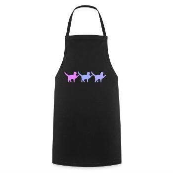 3 Chats Silhouettes Trois Amis Équipe Équipe Groupe - Tablier de cuisine - noir - Devant - AI Model Male 185 dark (185cm)