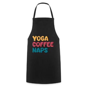 Citation sur les siestes au café de yoga - Tablier de cuisine - noir - Devant - AI Model Male 185 dark (185cm)