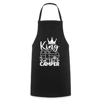 King Of The Camper Citation drôle de camping disant - Tablier de cuisine - noir - Devant - AI Model Male 185 dark (185cm)