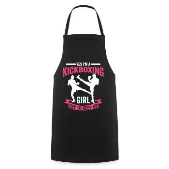 Kickboxing girl gift - Cooking Apron - black - Front - AI Model Male 185 dark (185cm)