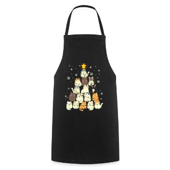 Cute Cats Christmas Tree Funny - Cooking Apron - black - Front - AI Model Male 185 dark (185cm)