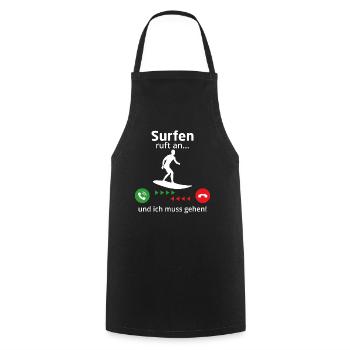 Surfen ruft an und ich muss gehen t-shirt surfer - Kochschürze - Schwarz - Vorne - AI Model Male 185 dark (185cm)
