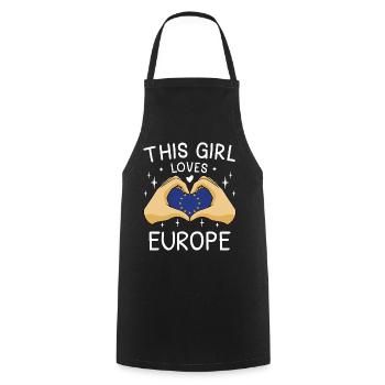 Drapeau Europe UE Euro Drapeau européen - Tablier de cuisine - noir - Devant - AI Model Male 185 dark (185cm)