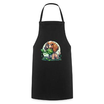 Un chien mignon mange des légumes au brocoli - Tablier de cuisine - noir - Devant - AI Model Male 185 dark (185cm)
