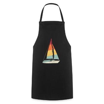 Sailing Sailboat Retro Sailing Ship Sea Yacht - Cooking Apron - black - Front - AI Model Male 185 dark (185cm)