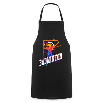 Badminton Badminton Sport Player Vintage Rétro - Tablier de cuisine - noir - Devant - AI Model Male 185 dark (185cm)