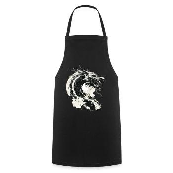 Dragon Fantasy Magic Mysticism Creature Animal Vintage - Cooking Apron - black - Front - AI Model Male 185 dark (185cm)