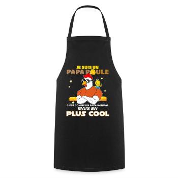 Papa Poule Et Son Poussin Cadeau Père Cool - Tablier de cuisine - noir - Devant - AI Model Male 185 dark (185cm)