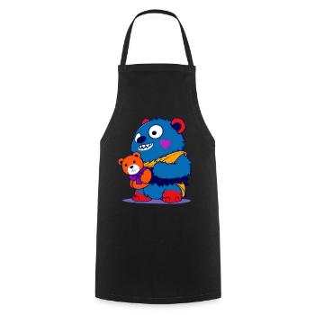 Cute Blue Horror Zombie Comic Monster with Teddy - Cooking Apron - black - Front - AI Model Male 185 dark (185cm)