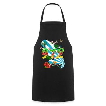 Martinique 972 Fleurs Tropicales - Tablier de cuisine - noir - Devant - AI Model Male 185 dark (185cm)