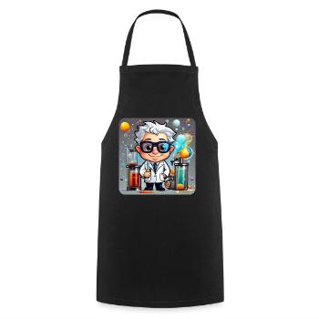 Cute professor with white hair and glasses - Cooking Apron - black - Front - AI Model Male 185 dark (185cm)