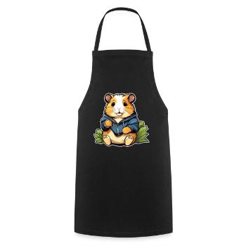 Hamster doré mignon avec sweat à capuche - Tablier de cuisine - noir - Devant - AI Model Male 185 dark (185cm)