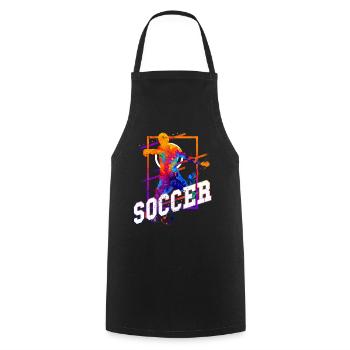 Football, Joueur De Football, Attaquant, Fan Coloré - Tablier de cuisine - noir - Devant - AI Model Male 185 dark (185cm)