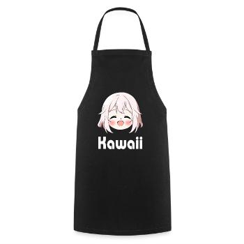 Mignon Souriant Anime Emoji Kawaii - Chemise Anime - Tablier de cuisine - noir - Devant - AI Model Male 185 dark (185cm)