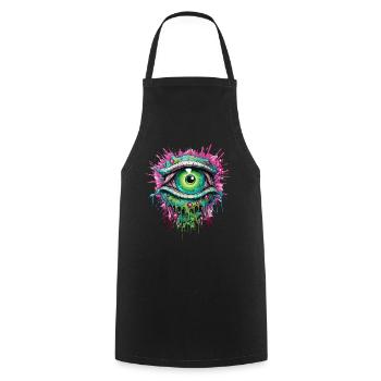 Psychédélique Eye Coloré LSD Drug Trip - Tablier de cuisine - noir - Devant - AI Model Male 185 dark (185cm)