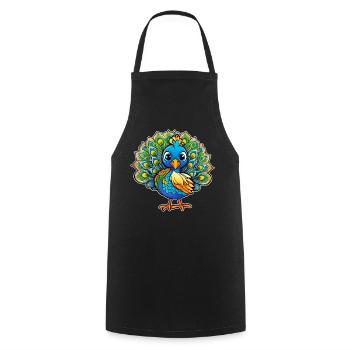 Cute Peacock III - Cooking Apron - black - Front - AI Model Male 185 dark (185cm)