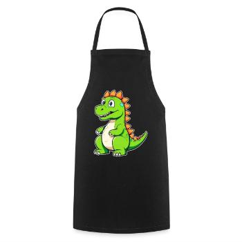 Dinosaure comique mignon - Tablier de cuisine - noir - Devant - AI Model Male 185 dark (185cm)