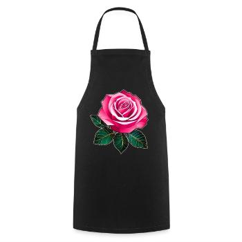 Pink Rose I - Cooking Apron - black - Front - AI Model Male 185 dark (185cm)