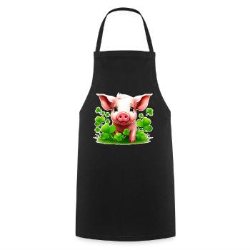 Cute lucky pig with shamrocks - Cooking Apron - black - Front - AI Model Male 185 dark (185cm)
