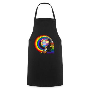 Flieg mit mir über den Regenbogen. - Kochschürze - Schwarz - Vorne - AI Model Male 185 dark (185cm)