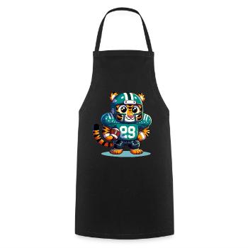Cute American Football Player Tiger - Cooking Apron - black - Front - AI Model Male 185 dark (185cm)