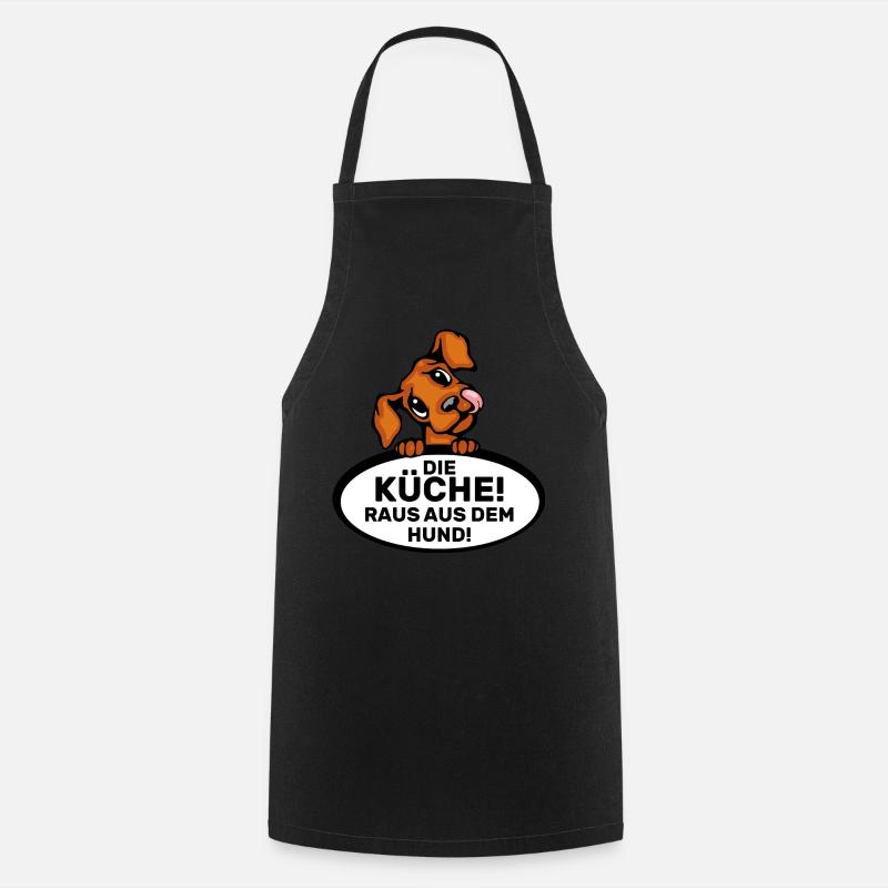 lustiger Küchenhund Spruch Küche süßer Hund comic - Kochschürze - Schwarz