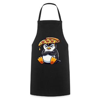 mignon pingouin chef dessin animé pizza maladroite - Tablier de cuisine - noir - Devant - AI Model Male 185 dark (185cm)